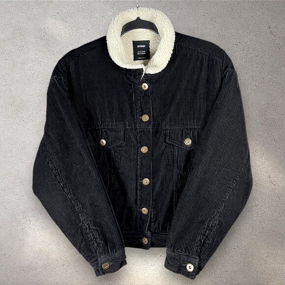 Cotton On Jackets & Blazers - Cotton On Sherpa Lined Corduroy Jacket Size 6 Black Button Front Outerwear